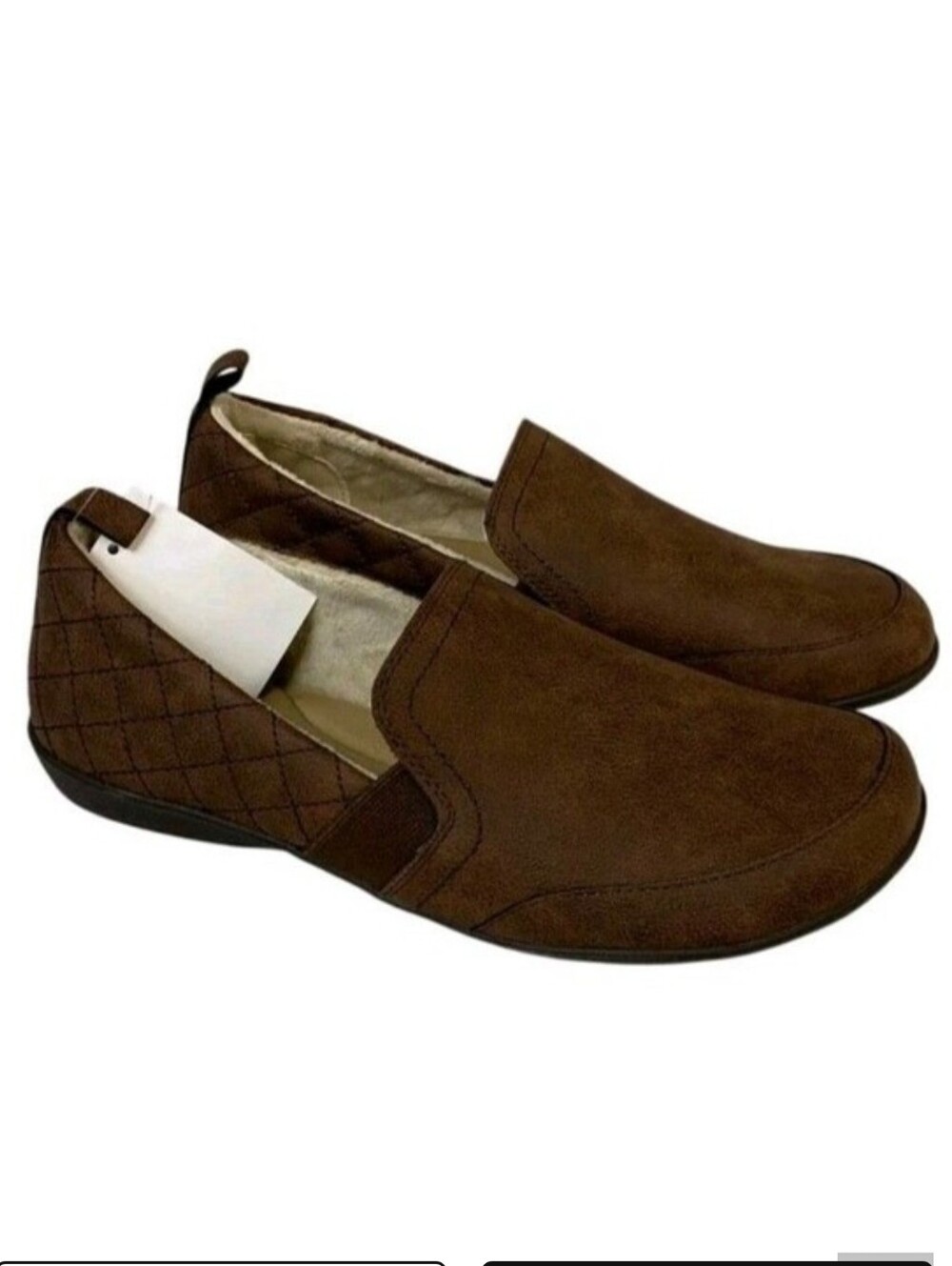 New In Box JSport Womens 7.5 Brown Faux Leather Lisa Slide On Memory Foam Shoes - Picture 5 of 7